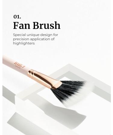 Glint Makeup Fan Brush - Professional Vegan Blush & Highlighter Brush for Precise Application | Soft Synthetic Makeup Tool - Buy Online on GoSupps.com
