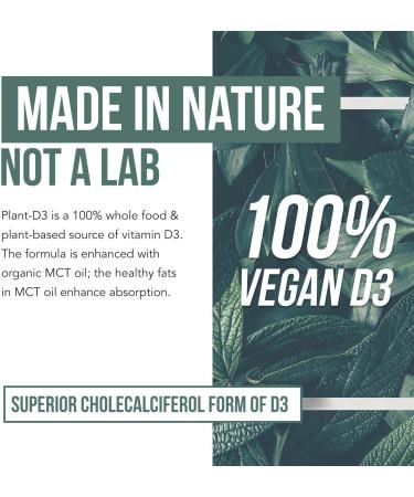 Plant-D3 Organic Vitamin D3 5000 IU Sublingual Liquid Drops - Vegan & High Absorption - 100% Plant-Based Cholecalciferol - Adjustable Dosing - 1oz Bottle - Buy Online on GoSupps.com