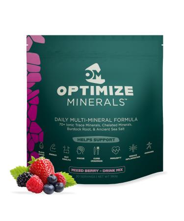Optimize Minerals Multi Mineral Daily Formula Magnesium, Electrolytes & Trace Mineral Supplement Powder - Gluten Free Vitamins Drink - Mixed Berry, 30 Servings