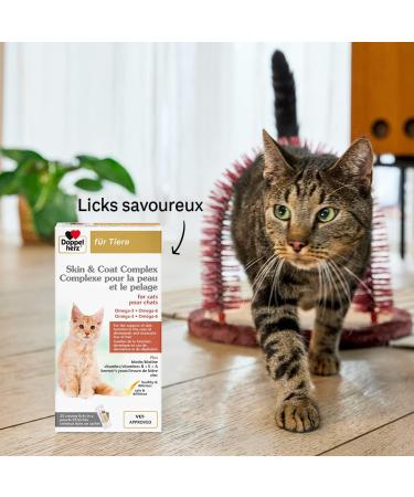 Doppelherz Skin and Coat Complex for Cats Supports Dermal Function in Cases of Dermatosis and Hair Removal Omega-3 and Omega-6 Fatty Acids Biotin Vitamins B E and A - 25 Licks - Buy Online on GoSupps.com
