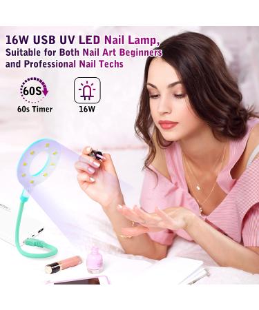 XttnBM 16W USB UV LED Nail Lamp Mini Dryer for Gel Nails | 8 UV/LED Beads, Flexible Gooseneck, 60s Curing Time | Portable Nail Polish UV LED Light for Travel and Home Nail Art - Buy Online on GoSupps.com