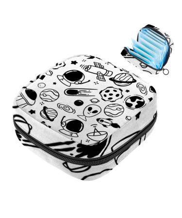 Storage bags for women's bandages motif: space scribbles portable menstrual pad bag panty lips tampons women's bandages storage holder for women school office multi-colored 08