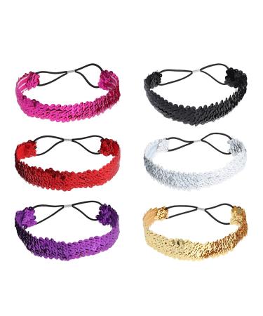 Lurrose 6pcs Glitter Hairbands Sequin Headbands Elastic Hair Headwear for Women and Girls (Random Colors) - Buy Online on GoSupps.com