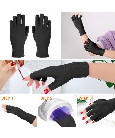 Sibba UV Gloves for Nail Art - Fingerless Moisturizing Hand Protector for Gel Polish Manicure, Anti-Sun Women (Black) - Buy Online on GoSupps.com
