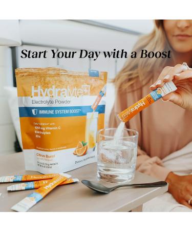HydraLyte Electrolytes Plus Immunity - Low Sugar Citrus Rehydration Powder with Vitamin C & Zinc | 12 Packets for Rapid Hydration & Immune Support - Buy Online on GoSupps.com