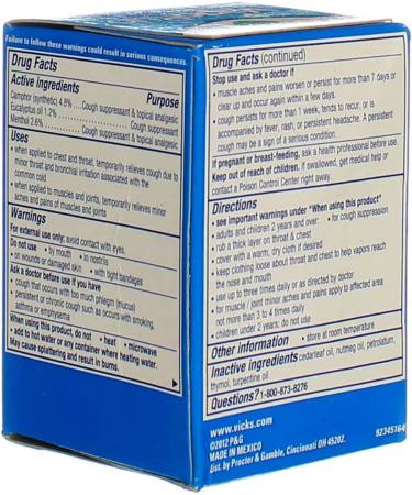Vicks VapoRub Ointment 3.53 Oz Jar - Soothing Relief (1 Jar) - Buy Online on GoSupps.com