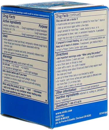 Vicks Vaporub Ointment 3.53 Oz (Pack of 3) - Soothing Relief for Cold and Flu Symptoms - Buy Online on GoSupps.com