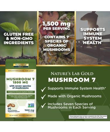 Nature's Lab Mushroom 7 - 7 Organic Mushrooms with Lion's Mane, Reishi, Turkey Tail - 90 Capsules - Buy Online on GoSupps.com