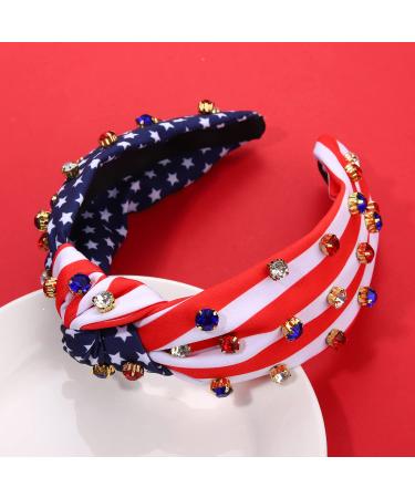 Patriotic Rhinestone Cross Headband - 4th of July Crystal Twist Hair Accessory - Buy Online on GoSupps.com