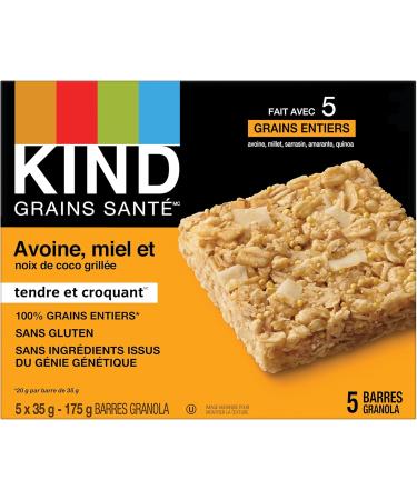 KIND Healthy Grains Bars Oats & Honey with Toasted Coconut Gluten Free 35 Grams 5 Count - Buy Online on GoSupps.com