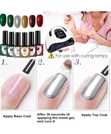 Christmas Gel Nail Polish Set Glitter Red Green Gold Silver 6 Colors Burgundy Dark Red Soak Off LED/UV Lamp Manicure Nail Varnish Sets for Women Nail Art Salon DIY Home - Buy Online on GoSupps.com