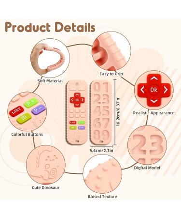 Silicone Baby Teething Toys | Remote Control Teething Aid | Gifts for 0-12 Months | Safe & Food-Grade Bathing Toys for Toddlers | Pink - Buy Online on GoSupps.com