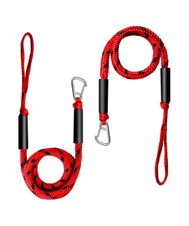Bungee Dock Line Boat Accessories - Pontoon, Jet Ski, Kayak Accessories with 316 Stainless Steel Clip Red 4ft & 6ft - Buy Online on GoSupps.com