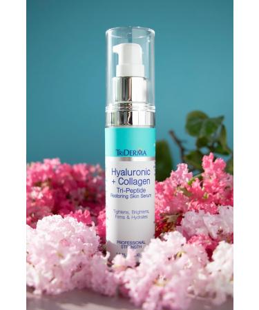 TriDerma Hyaluronic Acid Serum for Face with Collagen Peptides | Anti-Aging Serum with 5% Niacinamide & Matrixyl 3000 - 1 fl oz - Buy Online on GoSupps.com