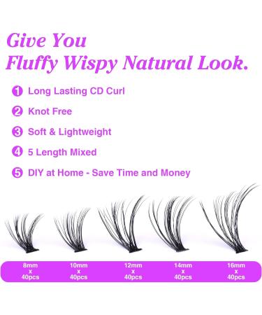 Ruairie Black Lash Extension Kit: 200pcs Bond & Seal DIY Eyelash Extension Clusters 8-16MM CD Curl Individual Lashes Set - Buy Online on GoSupps.com