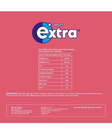 Extra Watermelon Flavour Sugar Free Chewing Gum 10 pieces 30 x 10 pieces - Buy Online on GoSupps.com