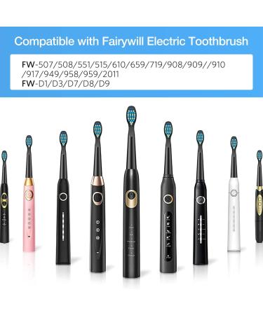 6 Pack Black Electric Toothbrush Replacement Heads for Fairywill FW-D1/D3/D7/D8- Compatible with FW-507/508/551/908/910/917/949/958/959/610/659/719 - Buy Online on GoSupps.com