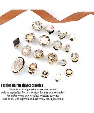 Naiska Rhinestone Hair Braid Beads Set - 19PCS Gold Dreadlocks Accessories with Shiny Crystal Rhinestones and Pearl Clips - Women's DIY Braids Jewelry - Buy Online on GoSupps.com