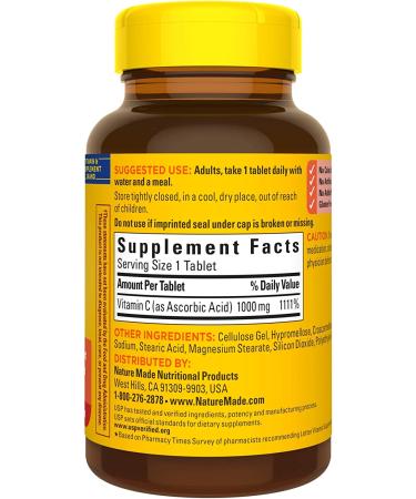 Nature Made Vitamin C 1000 mg â€“ Immune Support, 100 Tablets - Buy Online on GoSupps.com