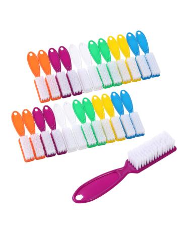 DAYGOS 24pcs Handle Grip Nail Brush - Finger Nail Brushes for Cleaning, Hand Fingernail Scrub Brush Kits for Toes and Nails Cleaner, Long Handle Pedicure Brushes for Men and Women,24pieces, Multicolor Multi-colored