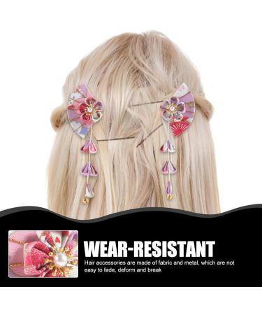 Gadpiparty 1 Pair Hair Jewelry Hair Clips for Girls Japanese Style Barrette Flower Tassel Hairpin Fan Barrettes Hair Accessories for Girls Hair Clips for Thick Hair Bride Decorate Metal Cloth - Buy Online on GoSupps.com
