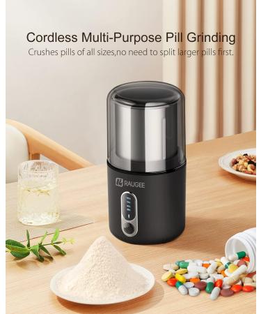 RAUGEE Cordless Electric Pill Crusher - Fine Powder for Medication and Vitamins - Multiple Pills Cutter Included - Buy Online on GoSupps.com