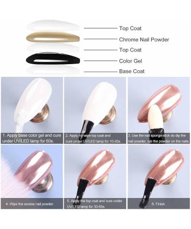 GZMAYUEN 6 Colors Chrome Nail Powder Metallic Gold Sliver Blue Purple Green Red Mirror Effect Nail Pigment Chrome Powder Set 14 - Buy Online on GoSupps.com