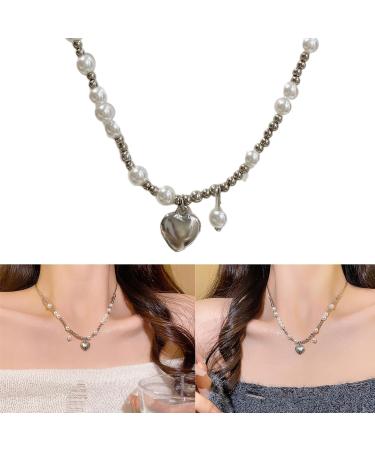 Oralgo's Stylish Heart Fan Necklace - Fashionable Pearl Choker for Women & Girls | Perfect Gift in Alloy Material - Buy Online on GoSupps.com