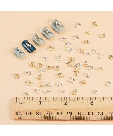 Maitys 104-Piece Nail Studs Set - 3D Capital Letter Charms & Rhinestone Decals for DIY Nail Art - Gold & Silver Decoration for Women - Buy Online on GoSupps.com