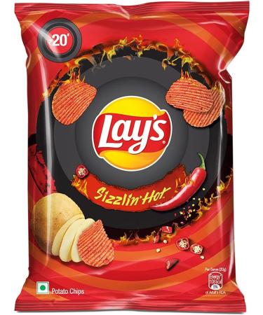 Lays Potato Chips (Sizzling Hot) Flavor (50 Gram) - Slow-Cooked Potato Chips Snacks (Pack of 4) 200 g (Pack of 1) - Buy Online on GoSupps.com