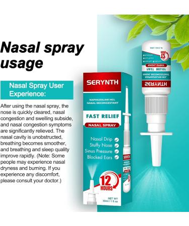 Nasal Spray with Naphazoline HCL Decongestant, Strength 12 Hour Over-The-Counter Medication Nose Spray for Sinus Relief, Nasal Decongestants for Adults & Sinus Congestion, Cooling Menthol, 1 fl oz - Buy Online on GoSupps.com