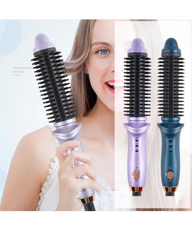 Mini Curling Iron Travel Hair Brush - Anti-Scald Round Hot Brush for All Hair Types | Professional Instant Heat Up Curling Wand | Purple - Buy Online on GoSupps.com