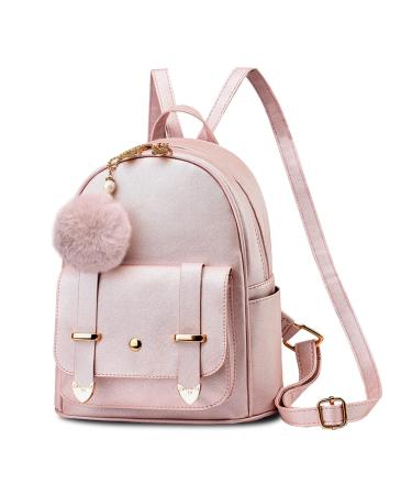 Girls Cute Mini Backpack Purse Fashion School Bags PU Leather Casual Backpack for Teens Women Pink