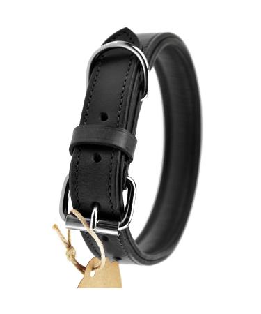 Sniffing fans collar for dogs made of leather dog collar for the large medium and small dog leather collar padded robust (XXL - 55-65cm black) XXL - 55-65cm black