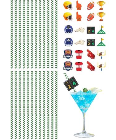 Parties Straws for Cocktails - Cocktail Drink Straws Decorations Parties Straw and Flag Decoration for Theme Parties Coffee Shop Ball Watching and Bar - Buy Online on GoSupps.com