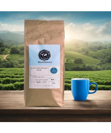 Swiss Water Decaffeinated Coffee Beans 1kg Natural - Processed in Canada using only water and time removes 99.9% of caffeine Retains full flavour - Chemical free - Buy Online on GoSupps.com
