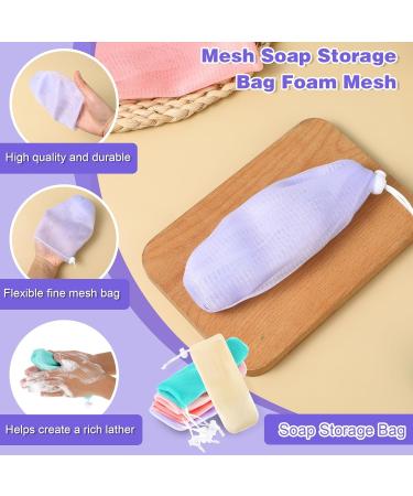10 Soap Bags for Exfoliating & Bubble Foam | Mesh Soap Pouch with Drawstring - 5 Colors for Facial & Body Cleaning - Buy Online on GoSupps.com