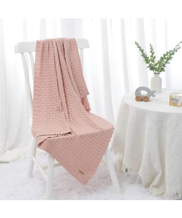 Mimixiong Baby Blanket - Soft 100% Cotton Knit Swaddle for Newborn Boys Girls - Pink Waffle - 100 x 80cm - Buy Online on GoSupps.com