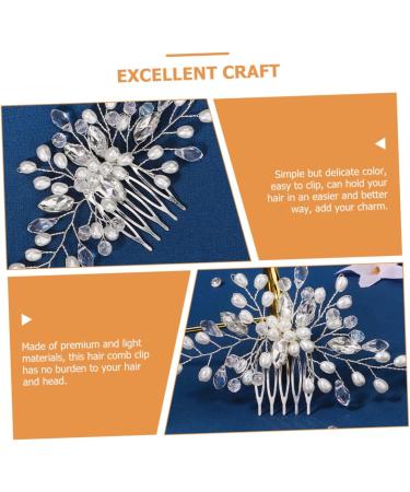 Ipetboom Bridal Pearl Comb Hair Comb for Girls Bride Hair Clip Girl Hair Clips Rhinestone Hair Comb Clip Pearl Hair Comb Pearl Hair Clips Bridal Tiara Accessories Women's Wedding Zinc Alloy - Buy Online on GoSupps.com