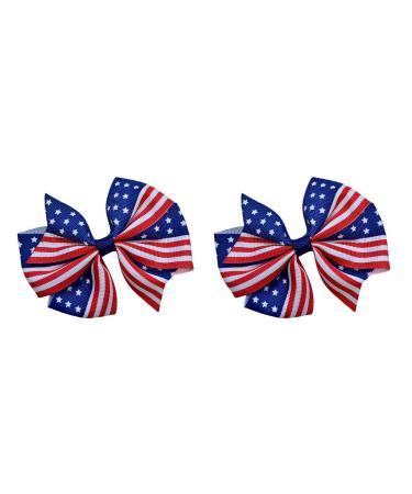 American Flag Hair Bow Set for 4th of July Funny Girl Designs