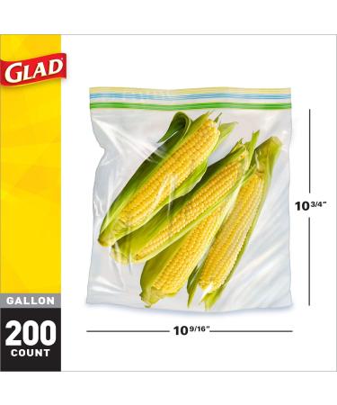Glad Zipper Food Storage Plastic Bags - Gallon Size - 200 Count (50 Count x 4 Pack) - Package May Vary - Buy Online on GoSupps.com
