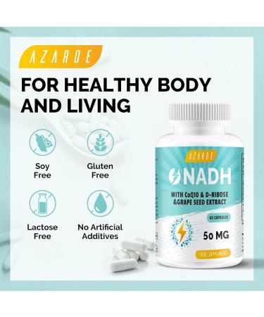 NADH 50mg Maximum Strength Energy Booster Supplement - 2 Months Supply (60 Count) - Buy Online on GoSupps.com