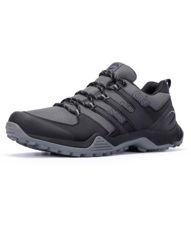 Grand Attack Men's Waterproof Hiking Shoes|Wide Toe Box|Strong Grip & Durable|Size 8-13 11.5 Wide Black Grey
