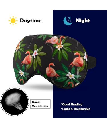 Flamingo & Exotic Leaves Pattern Sleep Mask - Adjustable Blindfold for Men and Women - Buy Online on GoSupps.com