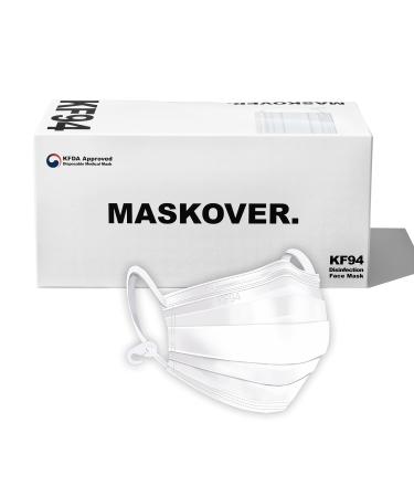 [Pack of 50] KF94 Certified MASKOVER Premium Protective Breathable Safety Masks for Adult [Made in Korea] (White)