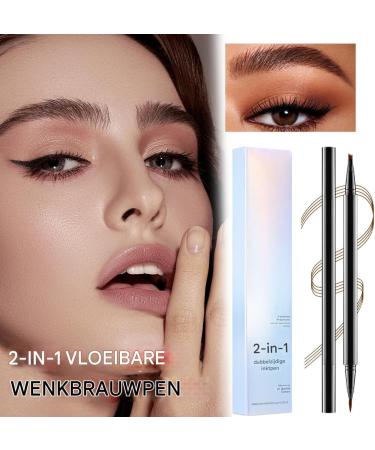 Eyebrow pencil Liquid Eye Brow microblading Pencil Liquid Brow Pen Eyebrow Pencils for Women 2in1 Waterproof Eyebrow Pencil with 4 Tips Long Lasting Eyebrow Contour Pen for Day 2 - Buy Online on GoSupps.com
