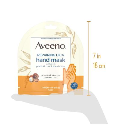 Aveeno Repairing Cica Hand Mask - 6 Count with Prebiotic Oat & Shea Butter - Buy Online on GoSupps.com