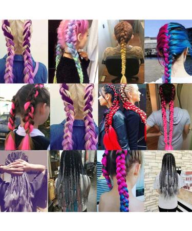 Shop Showjarlly Kanecalon Hair Braids - Ombre Jumbo 24 Extensions in Purple/Navy Blue/Light Violet (3 Pack) - International Shipping Available - Buy Online on GoSupps.com
