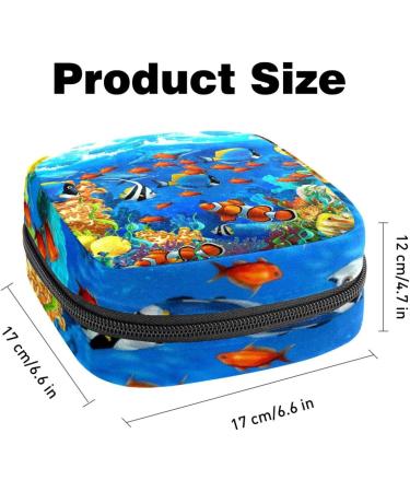 Stylish Menstruation Pad Bag with Zipper | Women's Napkin & Tampon Collection Bag - Underwater Fish Design - Buy Online on GoSupps.com