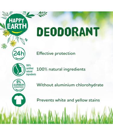  HAPPY EARTH Happy Earth 100% Natural Unscented Roll-On Deodorant 75ml - Buy Online on GoSupps.com